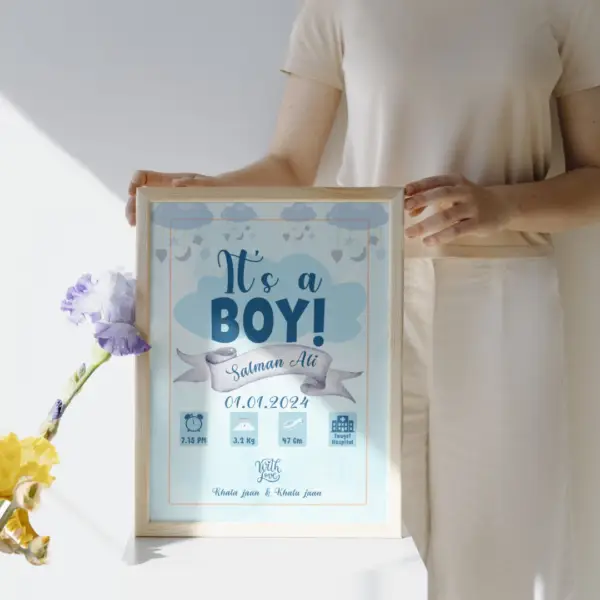 Customized "It’s a Boy" Baby Birth Photo Frame - Image 2