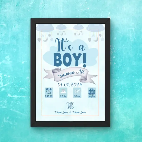 Customized "It’s a Boy" Baby Birth Photo Frame - Image 5