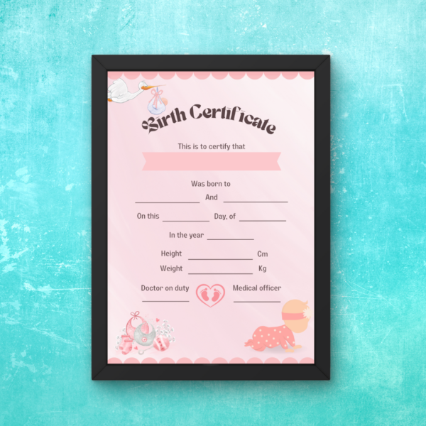 Customized Baby Birth Certificate Keepsake Frame - Image 3