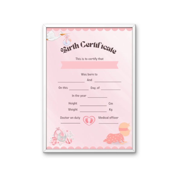 Customized Baby Birth Certificate Keepsake Frame - Image 4