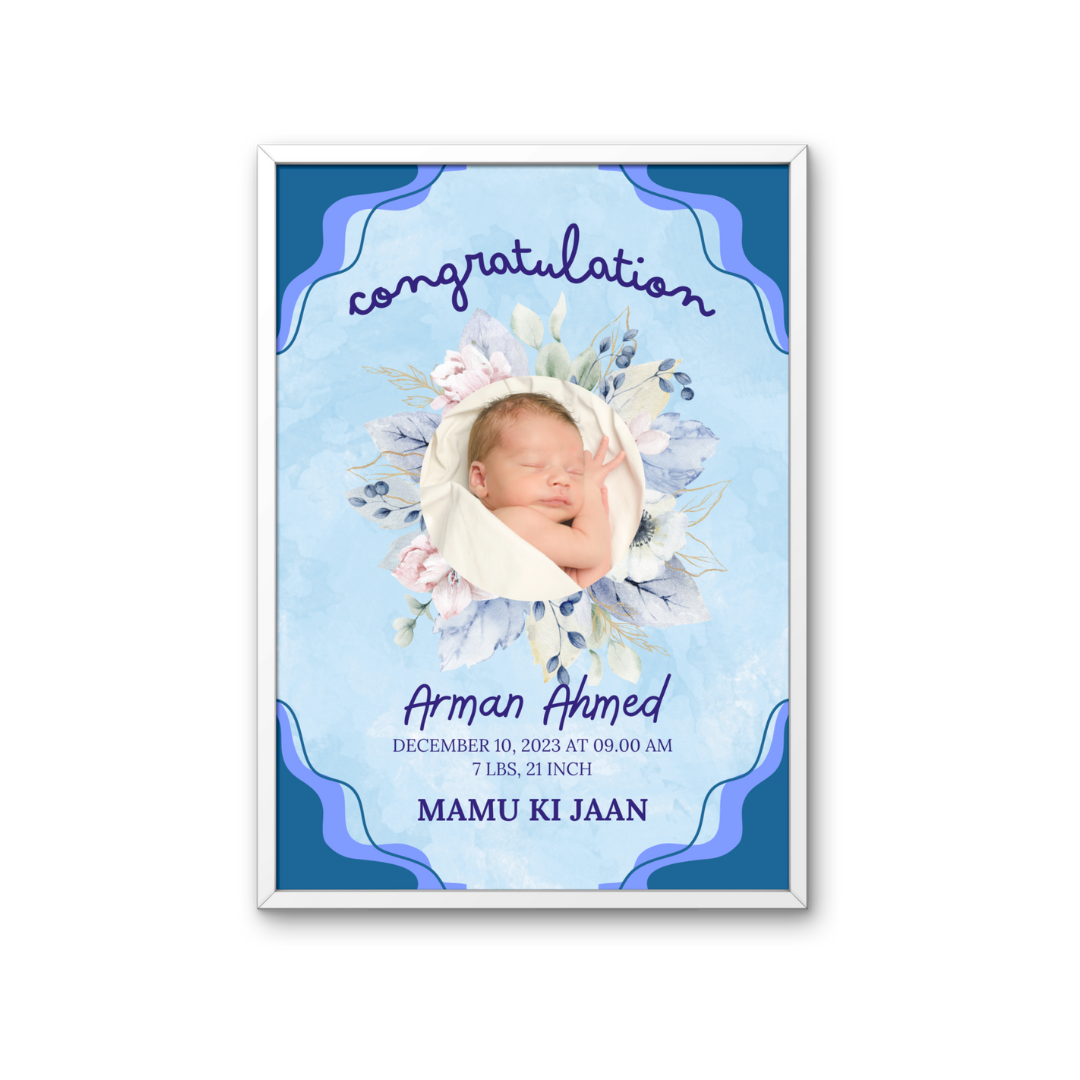 Customized It’s a Boy Photo Frame, Baby Birthday Frame